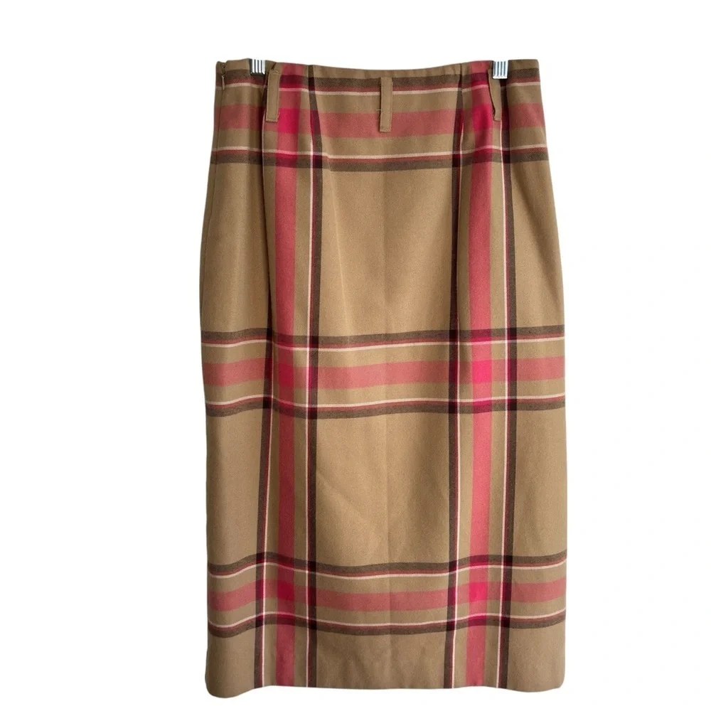 Vintage Evan-Picone Maxi Skirt Womens Size 6 Plaid Faux Wrap Fringe Fully Line